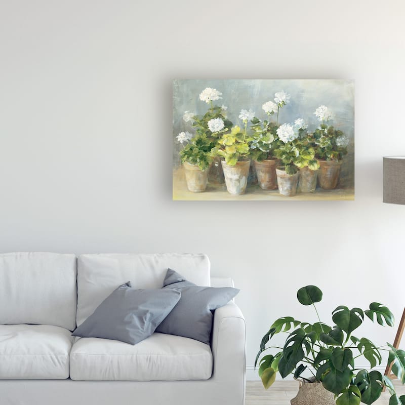 Danhui Nai 'White Potted Geraniums' Canvas Art