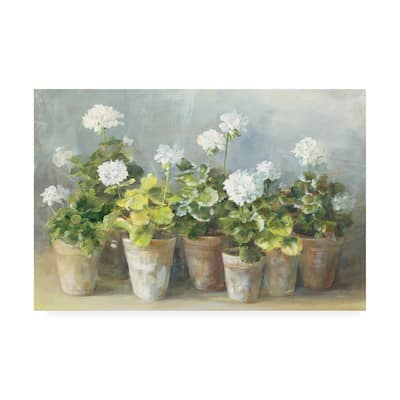 Danhui Nai 'White Potted Geraniums' Canvas Art