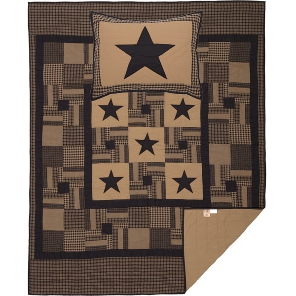 black check star quilt set