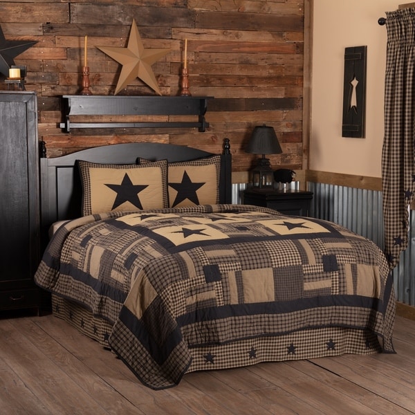 black check star quilt set