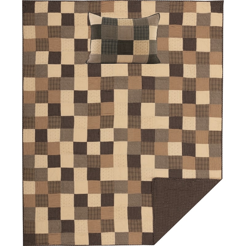 Black Primitive Bedding Prim Grove Quilt Set Cotton Patchwork (Quilt, Sham)