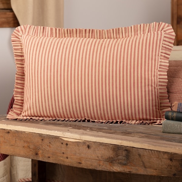 Rory Schoolhouse Red Ticking Stripe Fabric Pillow