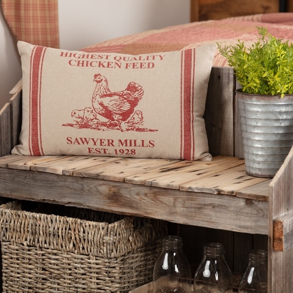 Sawyer Mill Red Hen and Chicks Pillow