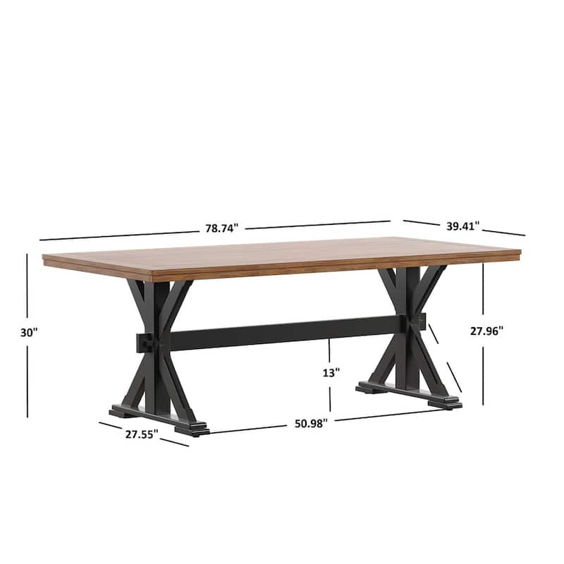 Eleanor 78-inch Oak Dining Table with X-base by iNSPIRE Q Classic