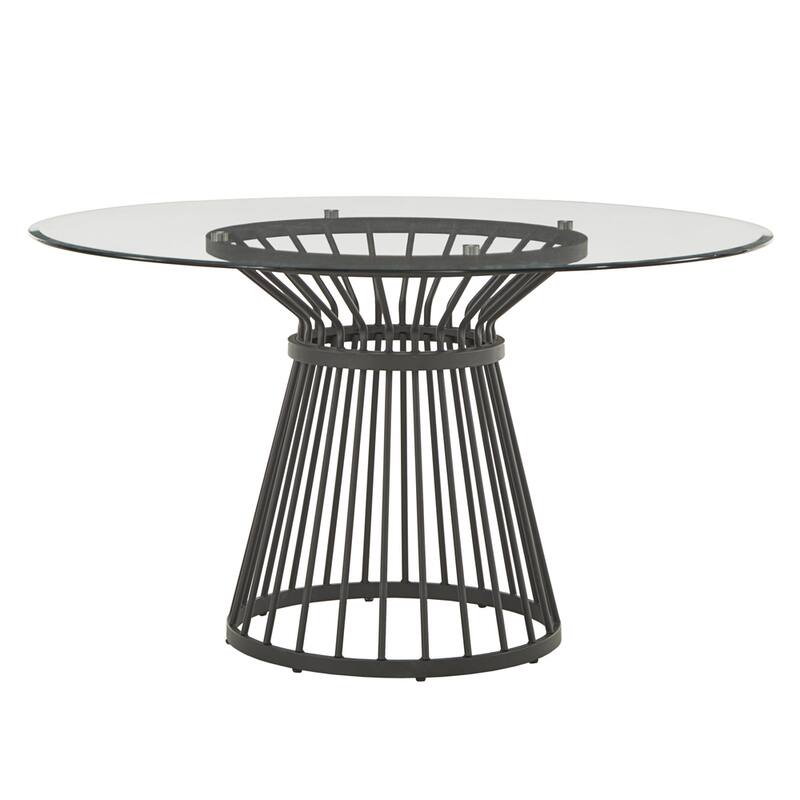 Sheeba Round Caged Metal Base Dining Table by iNSPIRE Q Modern - Clear Glass Top