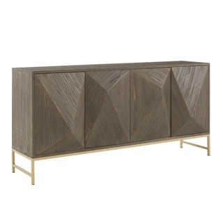 iNSPIRE Q Modern Moffit Antique Gold Finish Angled Reclaimed Wood Buffet