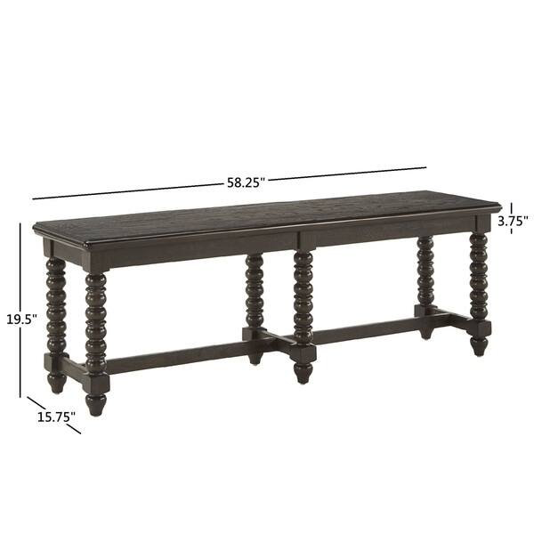 Copper Grove Homburg Dark Espresso Dining Bench with 6 Beaded Legs ...