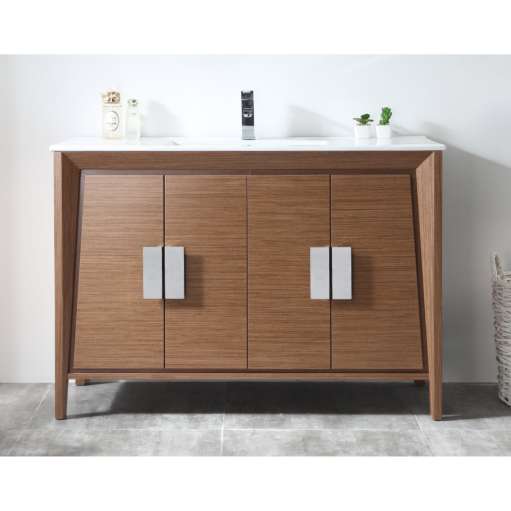 Tennant Brand 48 Inch Modern Freestanding Light Wheat Larvotto Bathroom Vanity, Single Sink, Fully Assembled