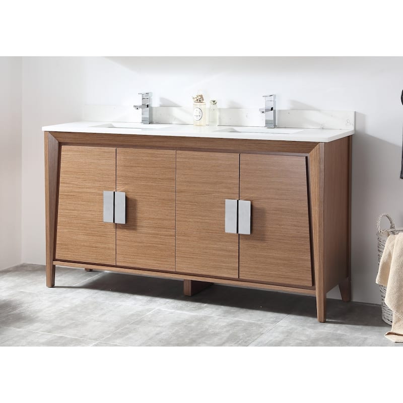 60" Tennant Brand Larvotto Light Wheat Double Sink Bathroom Vanity