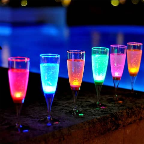 Modern Home Set of 6 Color LED Champagne Glasses