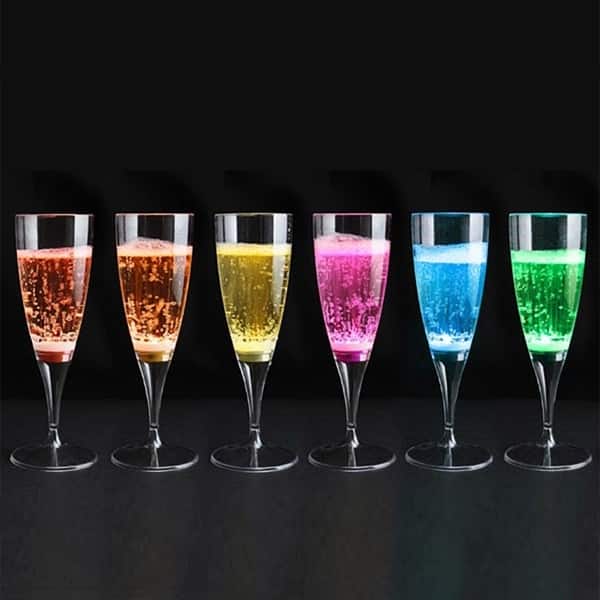 Modern Home Set of 6 Color LED Champagne Glasses - Glowing Liquid