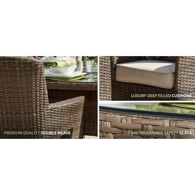 5-piece Patio Wicker Dining Set with Cushions Outdoor Furniture