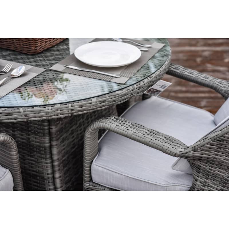 5-piece Patio Wicker Dining Set with Cushions Outdoor Furniture