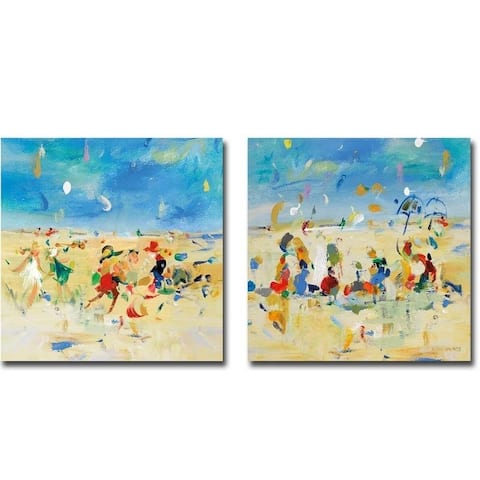 Beach Play 1 & 2 by Jossy Lownes 2-piece Gallery Wrapped Canvas Giclee Art Set (Ready to Hang)