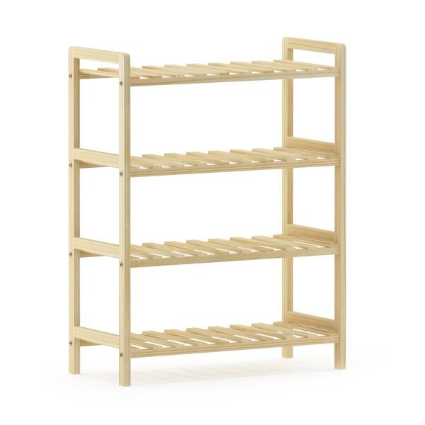 Shop Porch Den Kuhlman Pine Solid Wood 4 Tier Shoe Rack Overstock 26278396