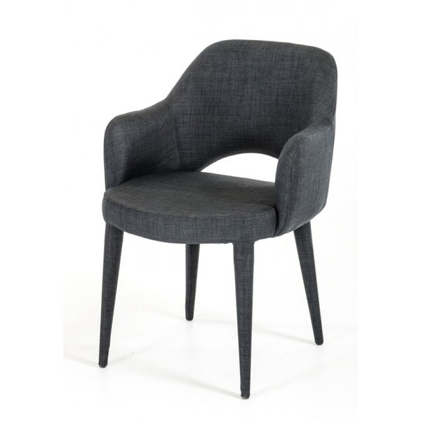 Fabric Upholstered Metal Dining Chair With Cutout Back Design Gray