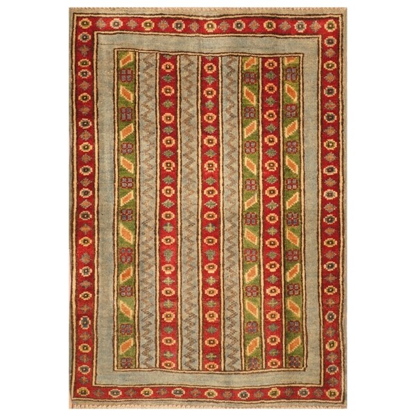Handmade Kazak Wool Rug (Afghanistan) - 2' x 3'