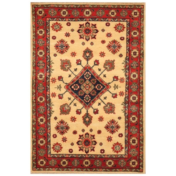 Handmade Kazak Wool Rug (Afghanistan) - 3'4 x 4'10