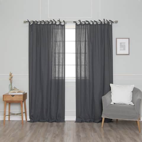 Aurora Home French Linen Tie Top (150 GSM) Single Curtain Panel