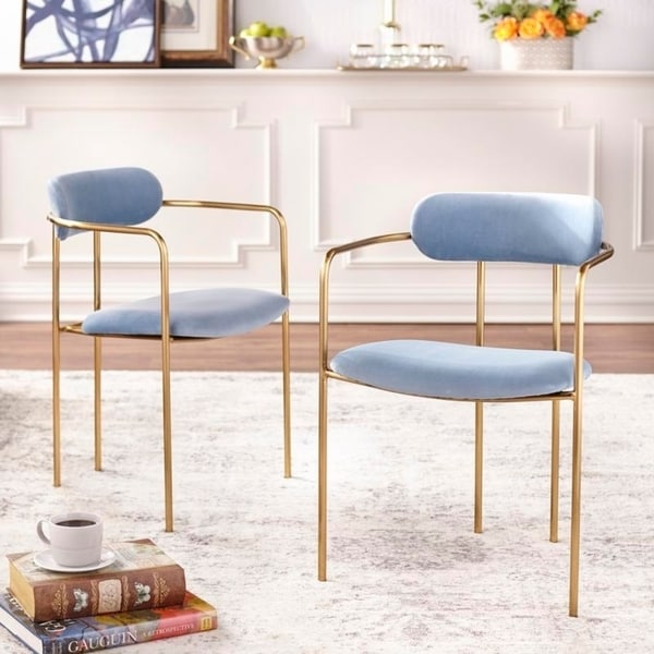 Simple Living Retro Velvet Dining Arm Chair (Set of 2)