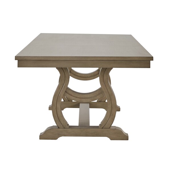Maizy Trestle Base Dining Table with Cream Tufted Nailhead