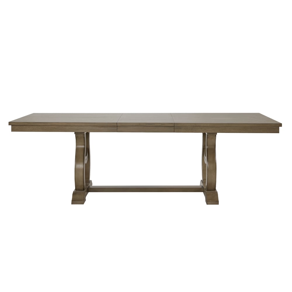 高い素材 Maizy Trestle Base Dining Table with Cream Tufted Nailhead 皿・プレート