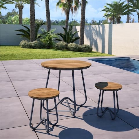 Novogratz Poolside Collection 3 Piece Bobbi Outdoor Bistro Set