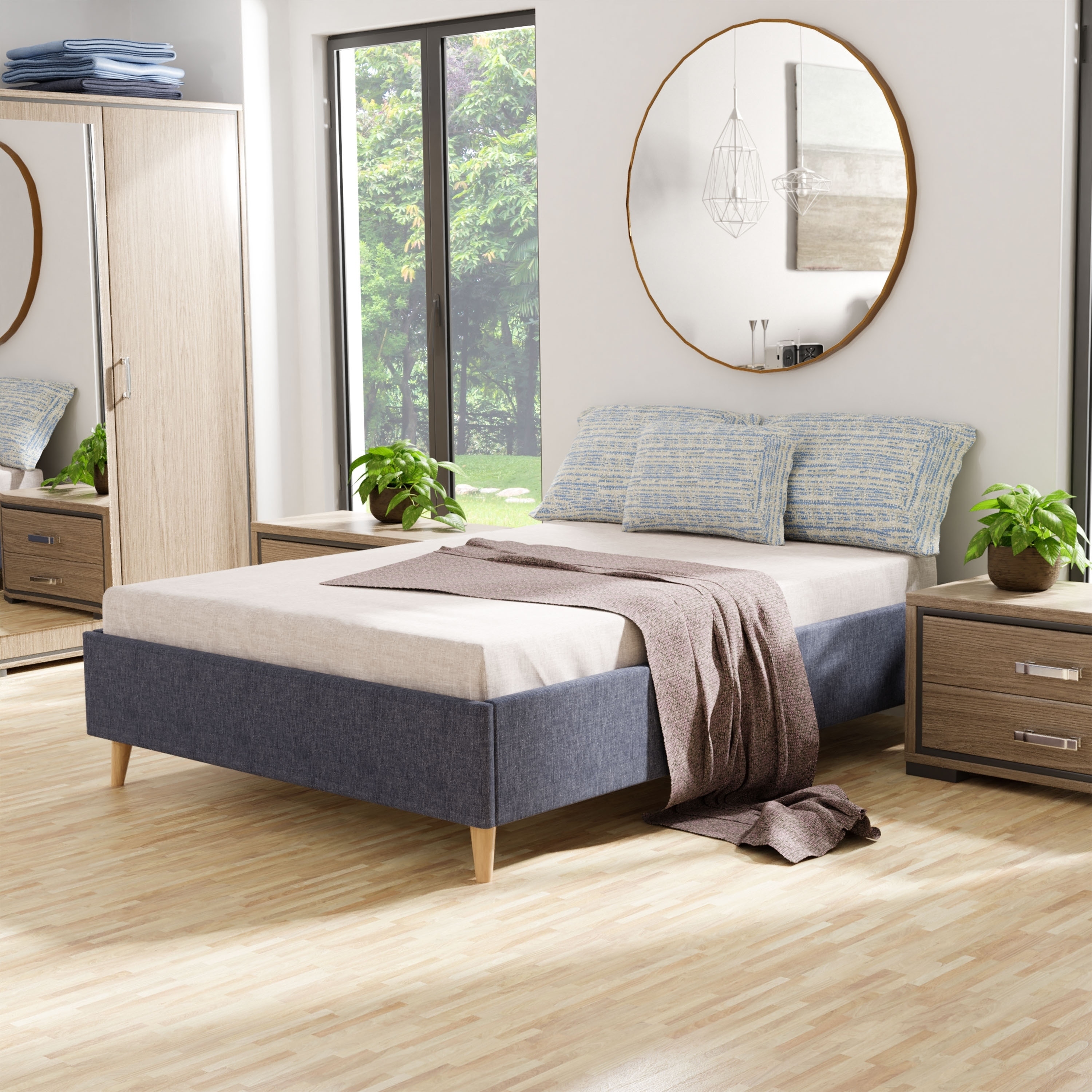 Furniture of America Faur Mid-century Modern Queen Platform Bed Frame
