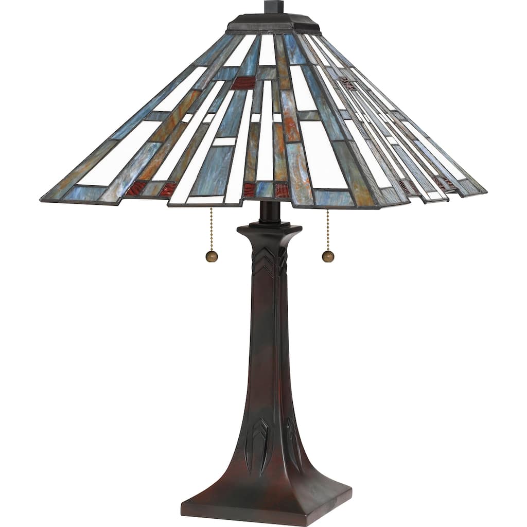 Quoizel Maybeck Valiant Bronze 2-light Tiffany Table Lamp