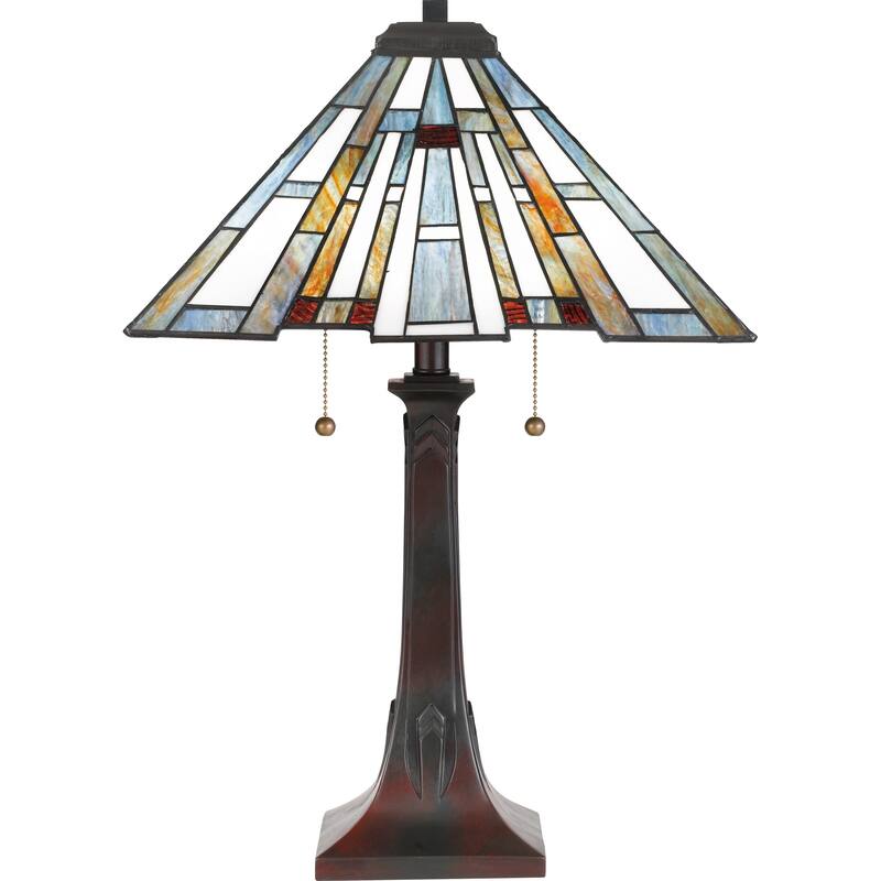 Quoizel Maybeck Valiant Bronze 2-light Tiffany Table Lamp