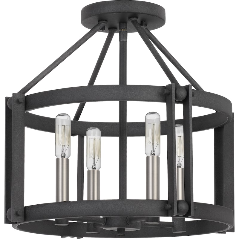 Quoizel Victor Mottled Black 4-light Semi-flush Mount