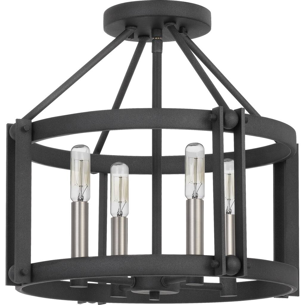 Quoizel Victor Mottled Black 4-light Semi-flush Mount