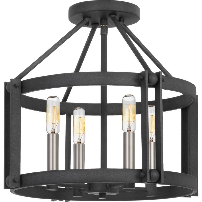 Quoizel Victor Mottled Black 4-light Semi-flush Mount
