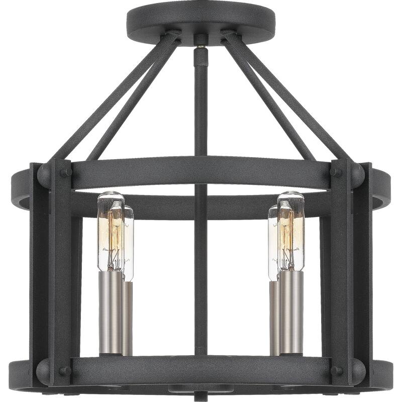 Quoizel Victor Mottled Black 4-light Semi-flush Mount
