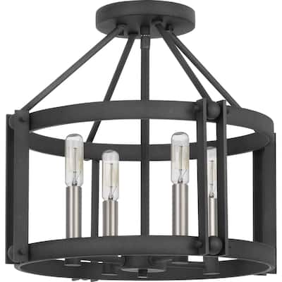 Quoizel Victor Mottled Black 4-light Semi-flush Mount