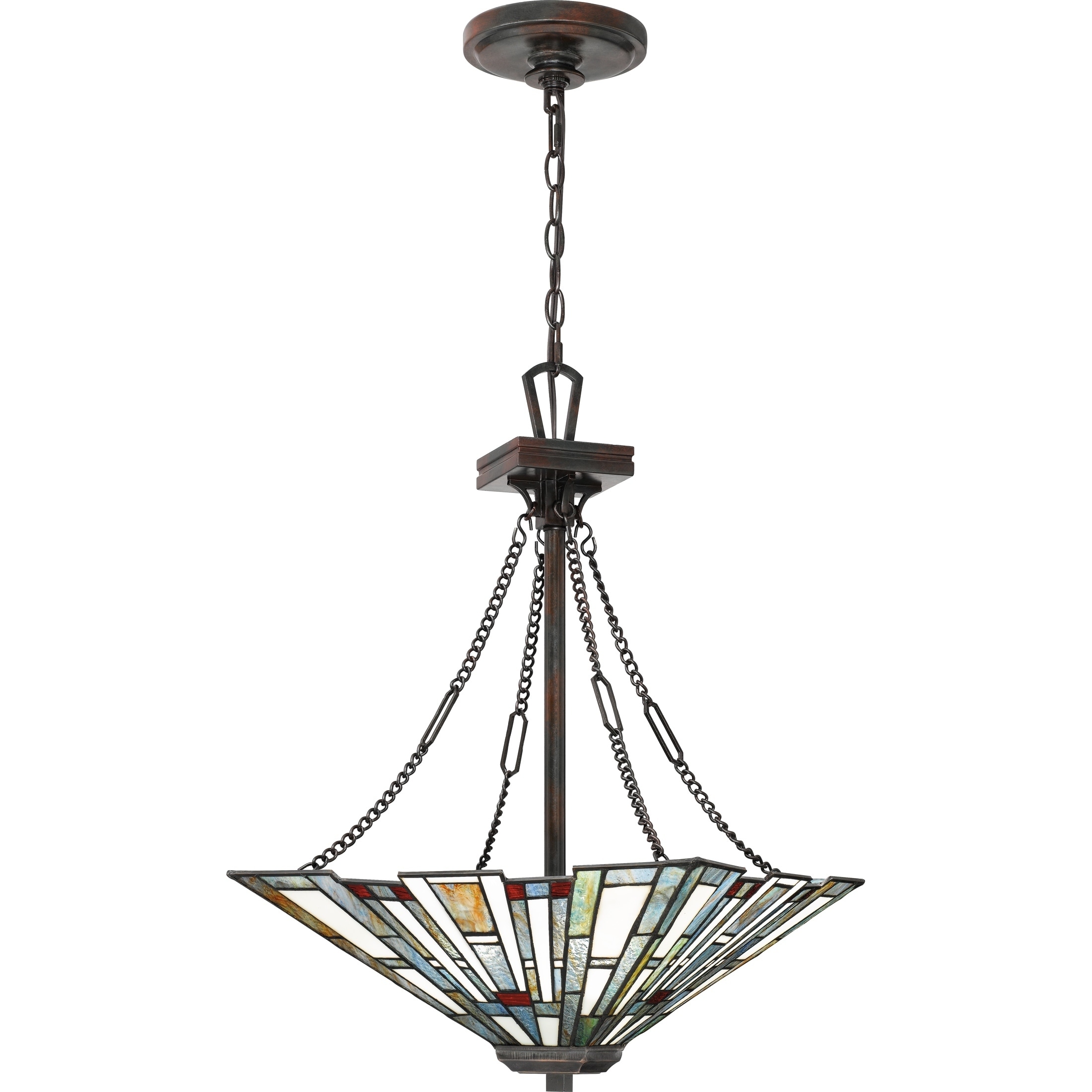 Shop Quoizel Maybeck Valiant Bronze 3 Light Tiffany Pendant Free