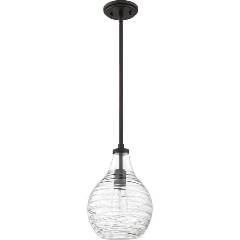 Quoizel Genie 1-Light Mini Pendant with Clear Glass Shade - Old Bronze