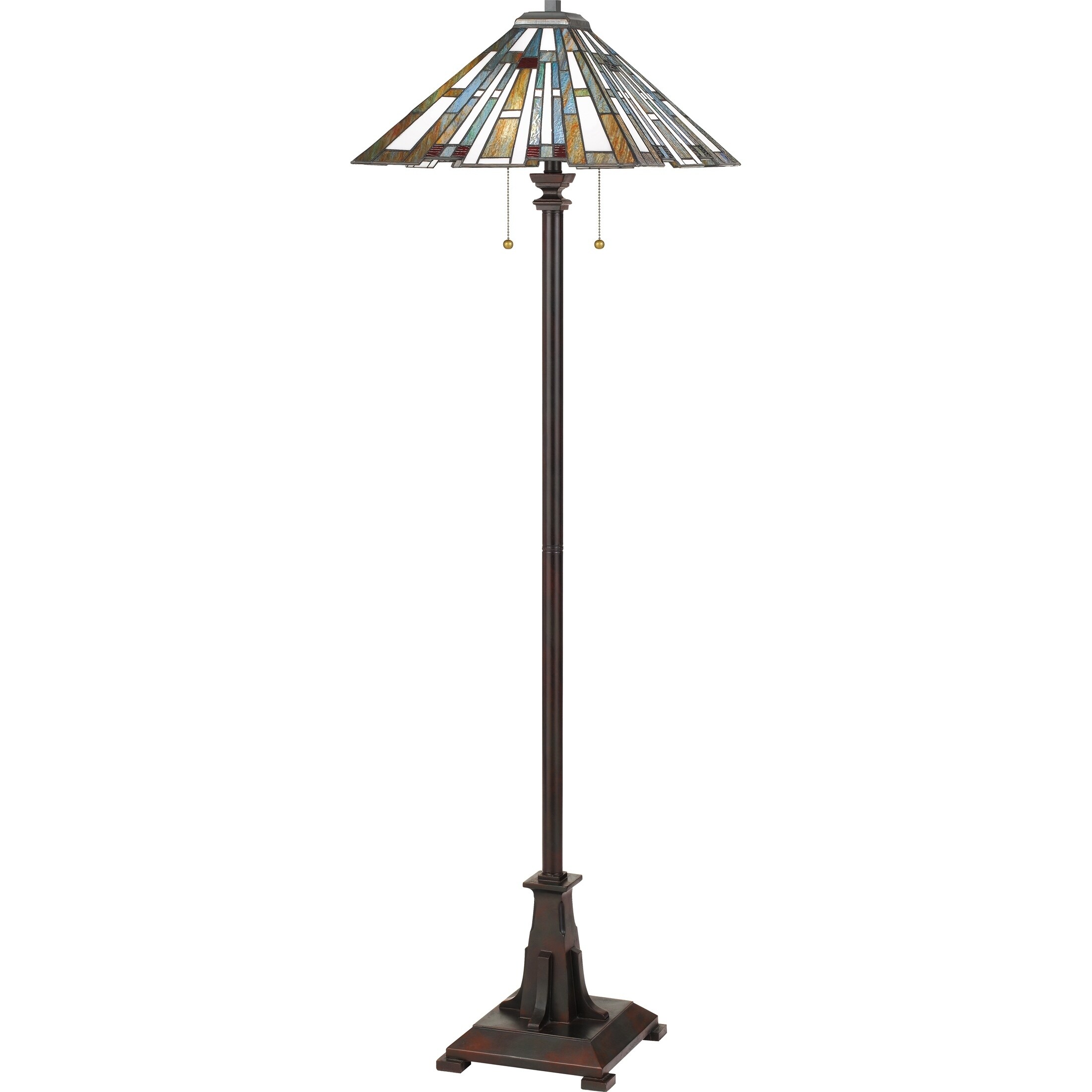 Quoizel Maybeck Valiant Bronze 2 Light Tiffany Floor Lamp