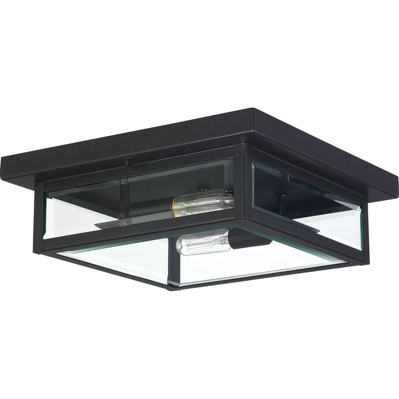 Quoizel Westover 2-light Outdoor Flush Mount - Black - Steel/Glass