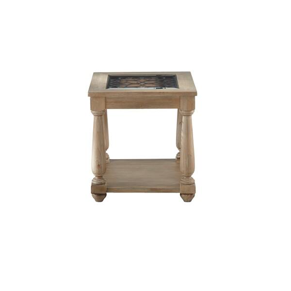 Shop Standard Furniture Savannah Distressed Brown Wood Glass Top