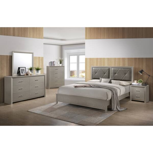 Best Quality Furniture Champagne Metallic 5-piece Bedroom Set with ...