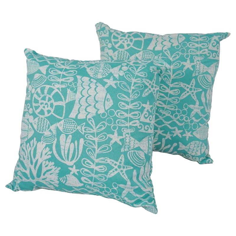 Solarium Maritime Sea 18-inch Indoor/Outdoor Throw Pillows (Set of 2)