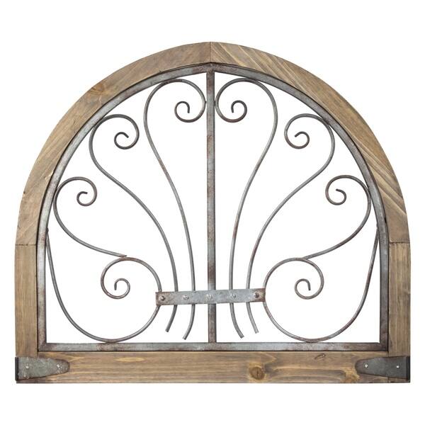 Shop American Art Decor Rustic Wood And Metal Arched Wall Decor