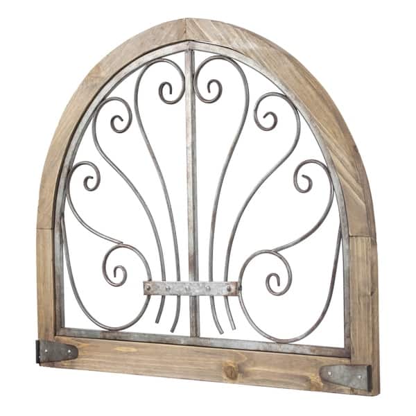 Shop American Art Decor Rustic Wood And Metal Arched Wall Decor