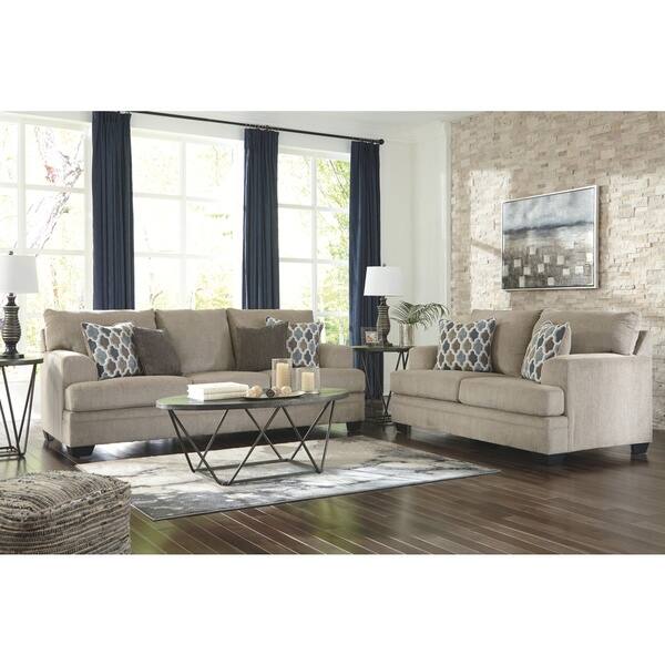 Shop Dorsten Beige Sisal Sofa With 4 Throw Pillows Free Shipping