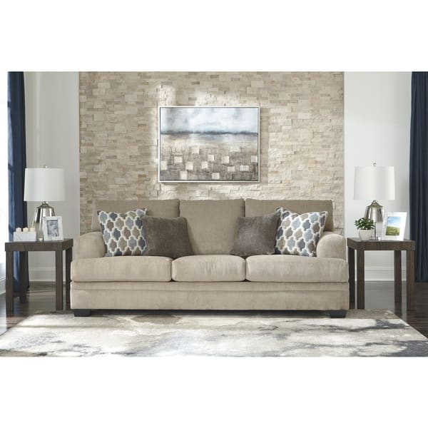 Dorsten Beige Sisal Sofa With 4 Throw Pillows Sisal Sofa With 4 Throw Pillows