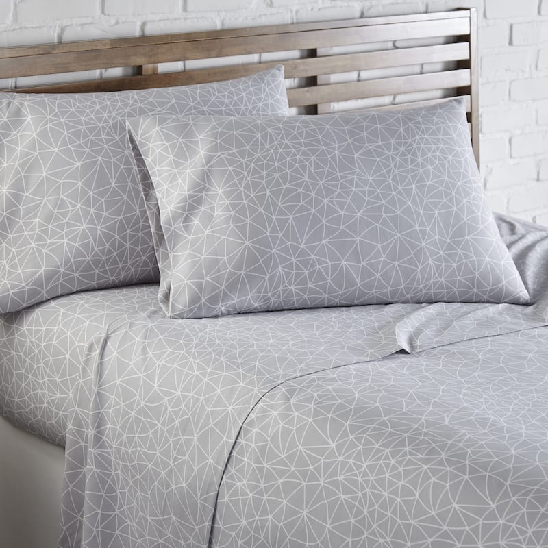 Vilano Choice Ultra-Soft Deep Pocket 4-piece Bed Sheet Sets - geo maze grey - Twin