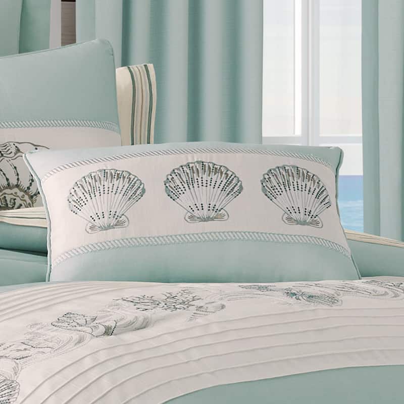 Royal Court Water's Edge Coastal Boudoir Pillow - Aqua