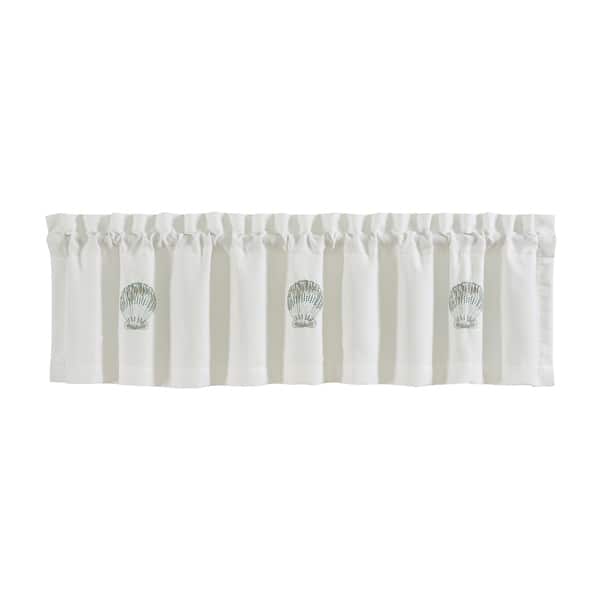 slide 2 of 2, Royal Court Water's Edge Coastal Window Valance Aqua - Rod Pocket - Coastal - All Seasons - Dry Clean - Nautical & Coastal - Straight - Embroidered - 100% Polyester