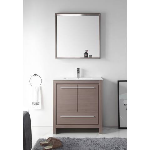 30" Viara Gray Oak Modern Contemporary Bathroom Vanity & Mirror